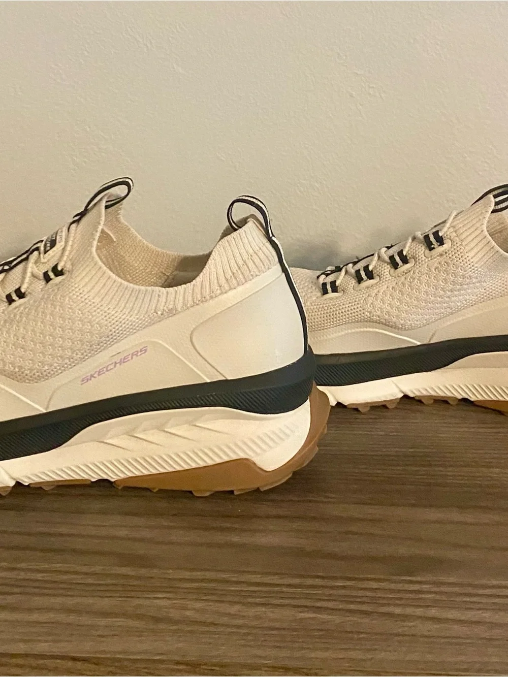Skechers Sport Adventure Women’s Slip-On Sneakers in Cream with Black Accents